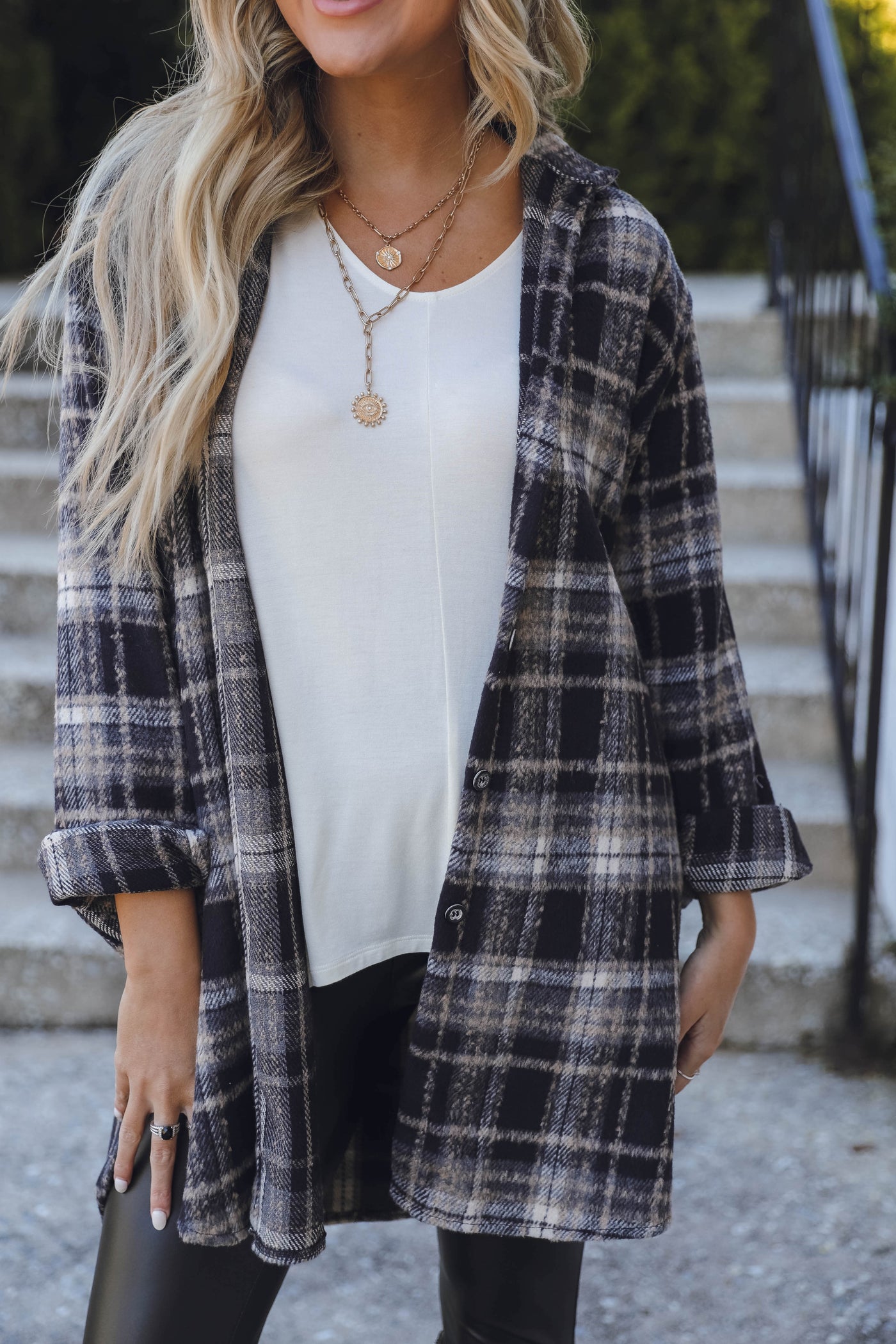 Women's Long Shacket- Trendy Plaid Shirt Jacket- Women's Fall Shacket