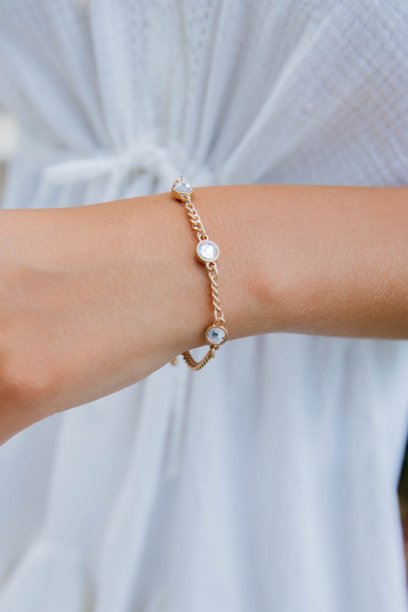 Lyra Rhinestone Curb Chain Bracelet