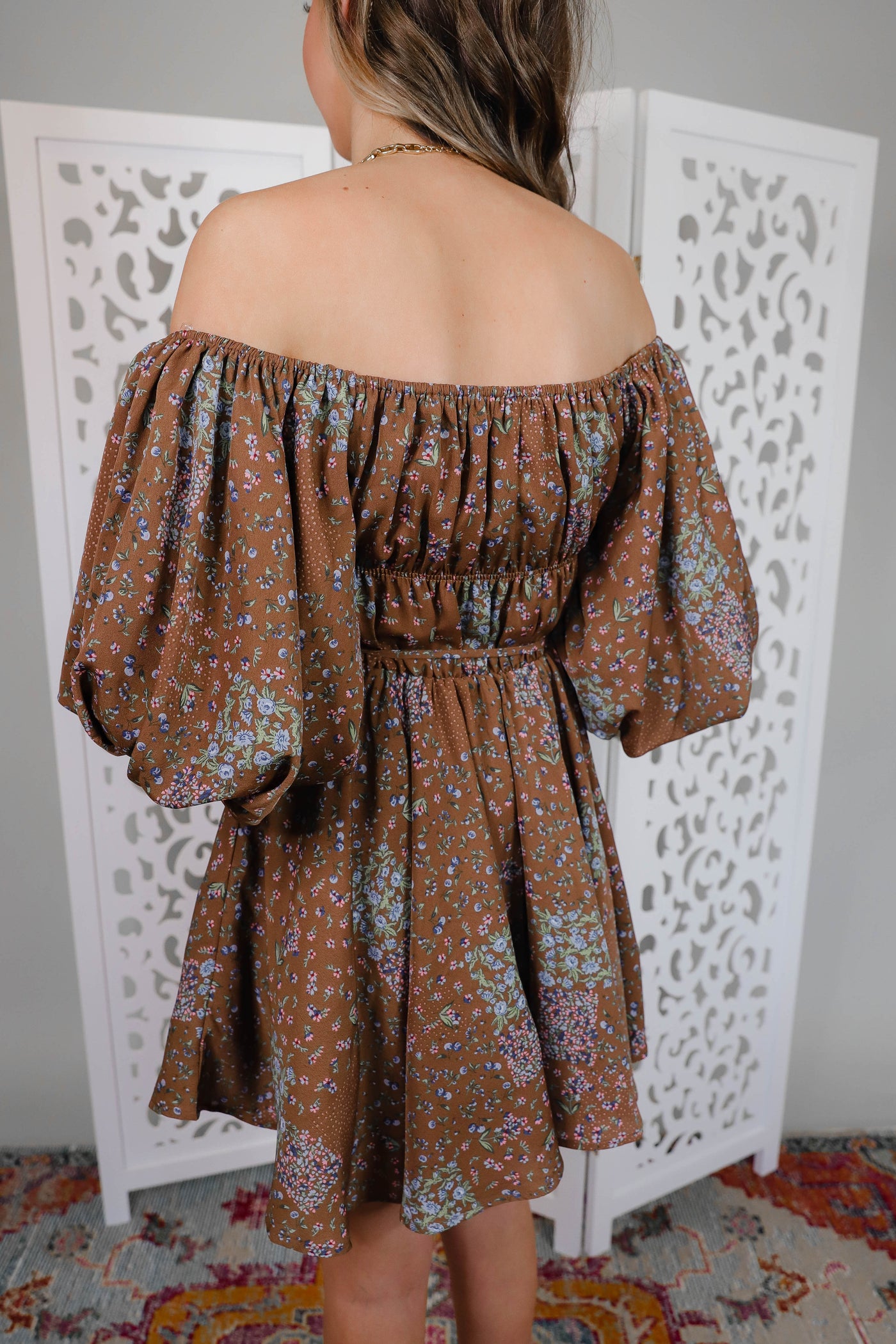 Floral Puff Sleeve Dress- Flirty Mini Dress- Off The Shoulder Tulle Dress- &Merci Floral Dress