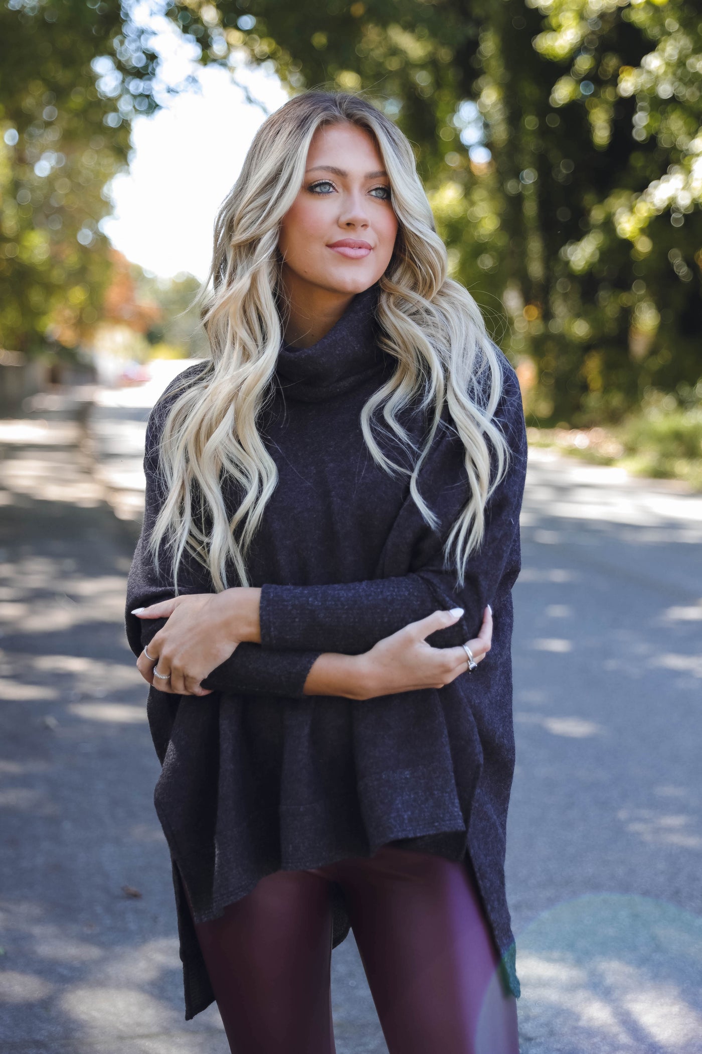 Comfy Charcoal Grey Cowl Neck Sweater- Cute Oversized Sweater- Cherish Cowl Neck Sweater