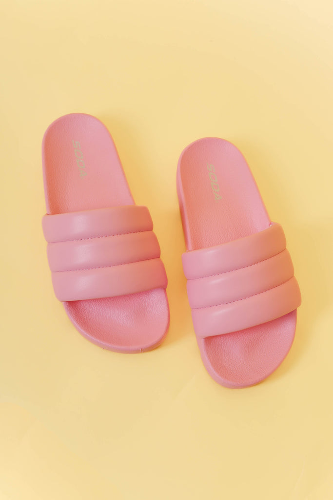 Pink Slides Women s Cushion Slide Sandals Women s Puffy Slides