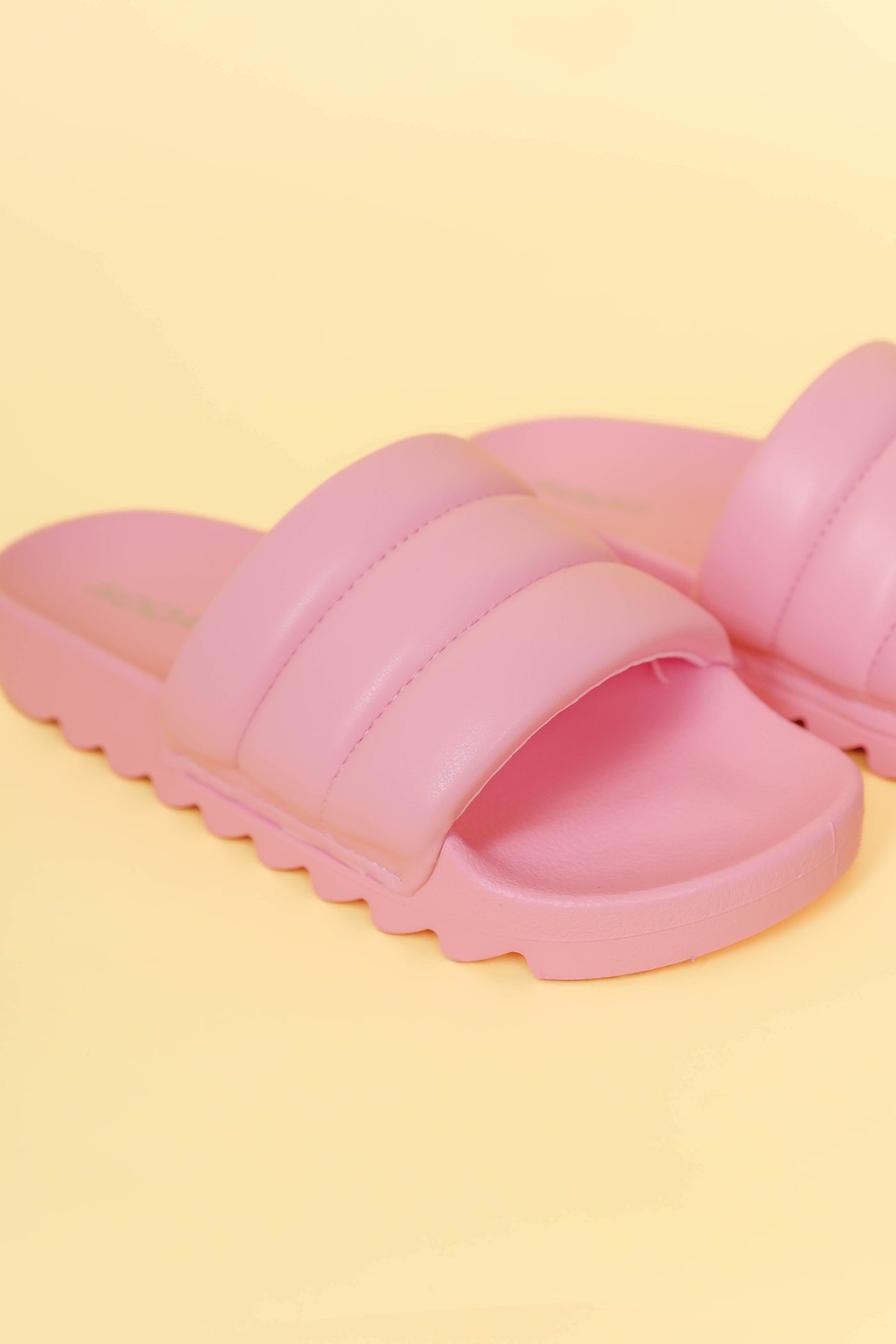 Pink Slides- Women's Cushion Slide Sandals- Women's Puffy Slides