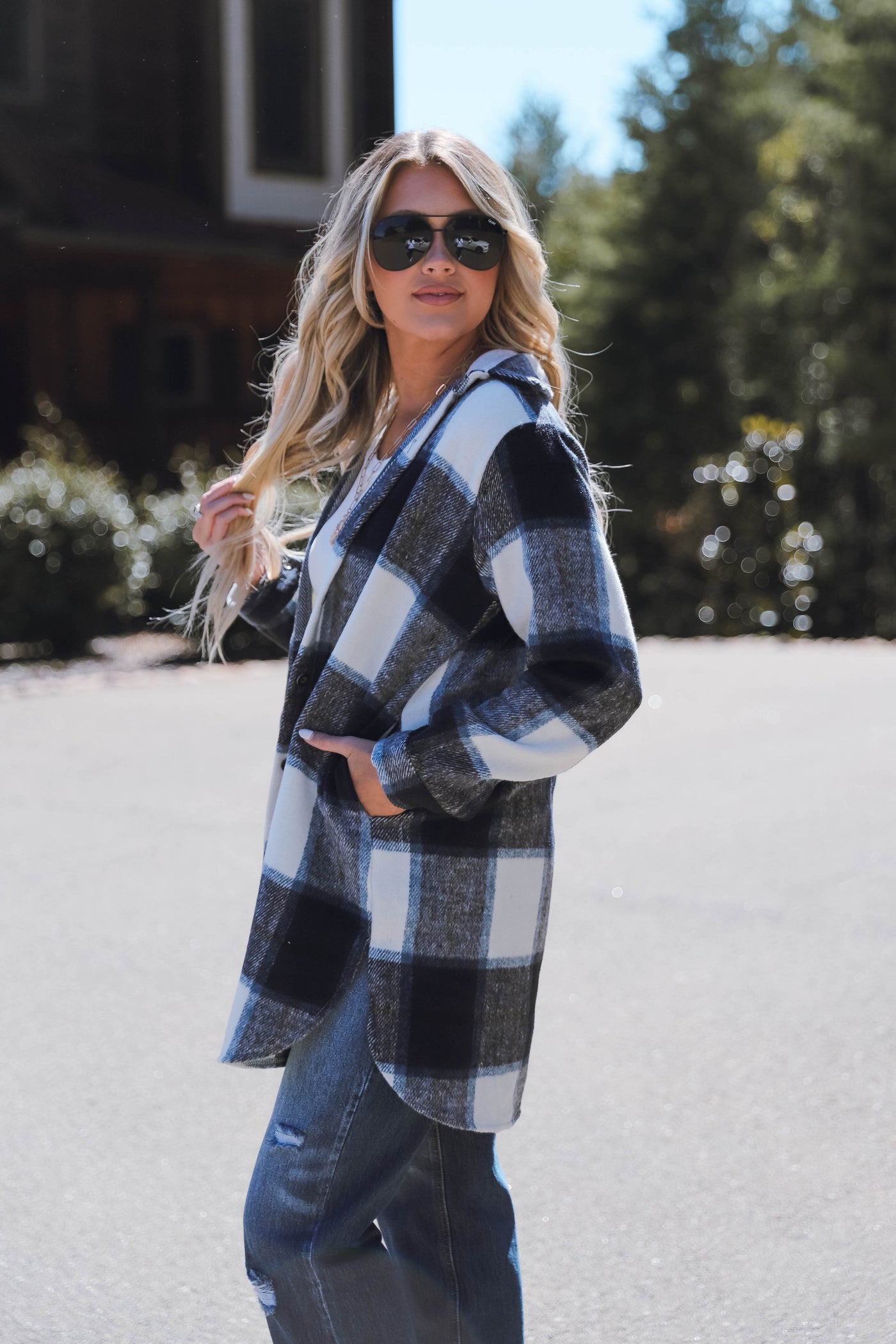 Women's Long Shacket- Trendy Plaid Shirt Jacket- Women's Fall Shacket