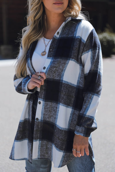 Women's Long Shacket- Trendy Plaid Shirt Jacket- Women's Fall Shacket