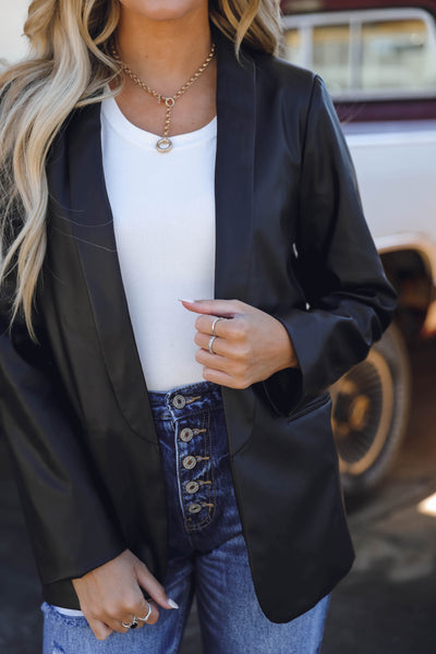 Black Leather Blazer- Women's Leather Blazer- Women's Leather Jacket