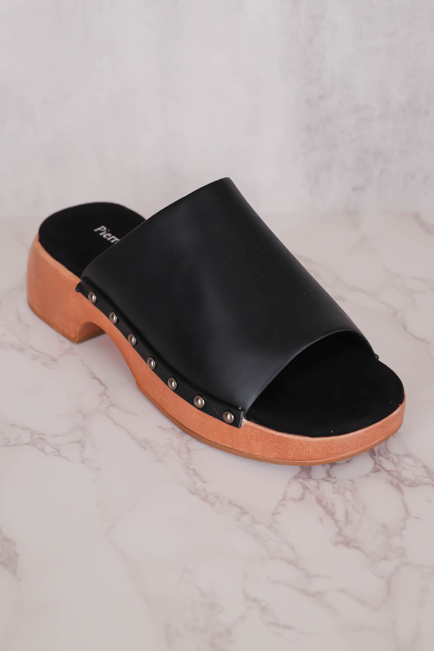 Women's Black Mules- Trendy Mule Sandals- Pierre Dumas Black Clogs