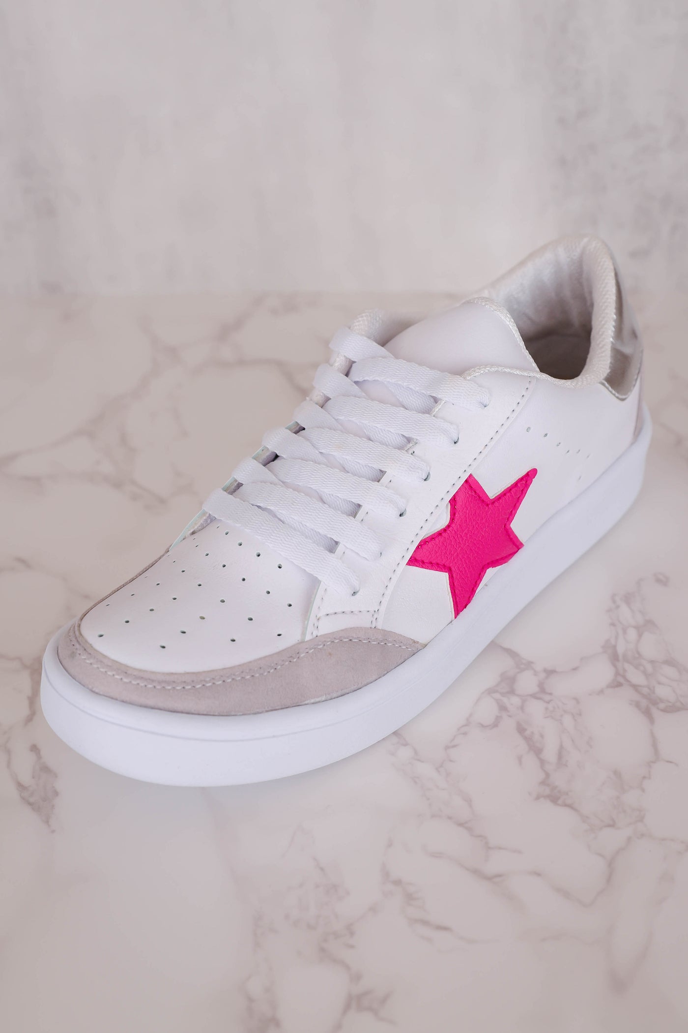 Trendy Star Sneakers- Women's Platform Star Sneakers- Pink Star Sneakers