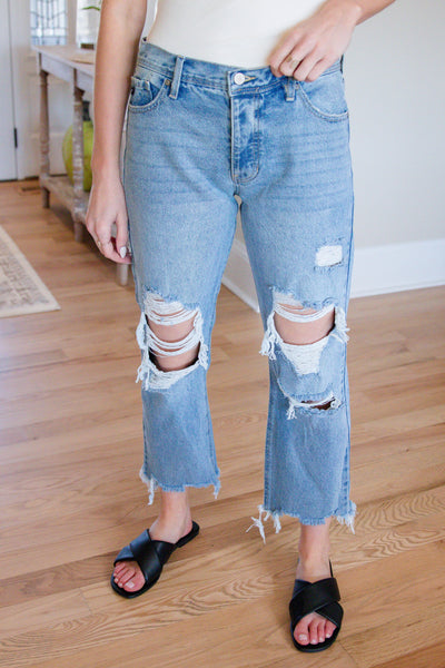 High Rise Straight Leg Jeans- Women's Trendy Denim- KanCan Jeans