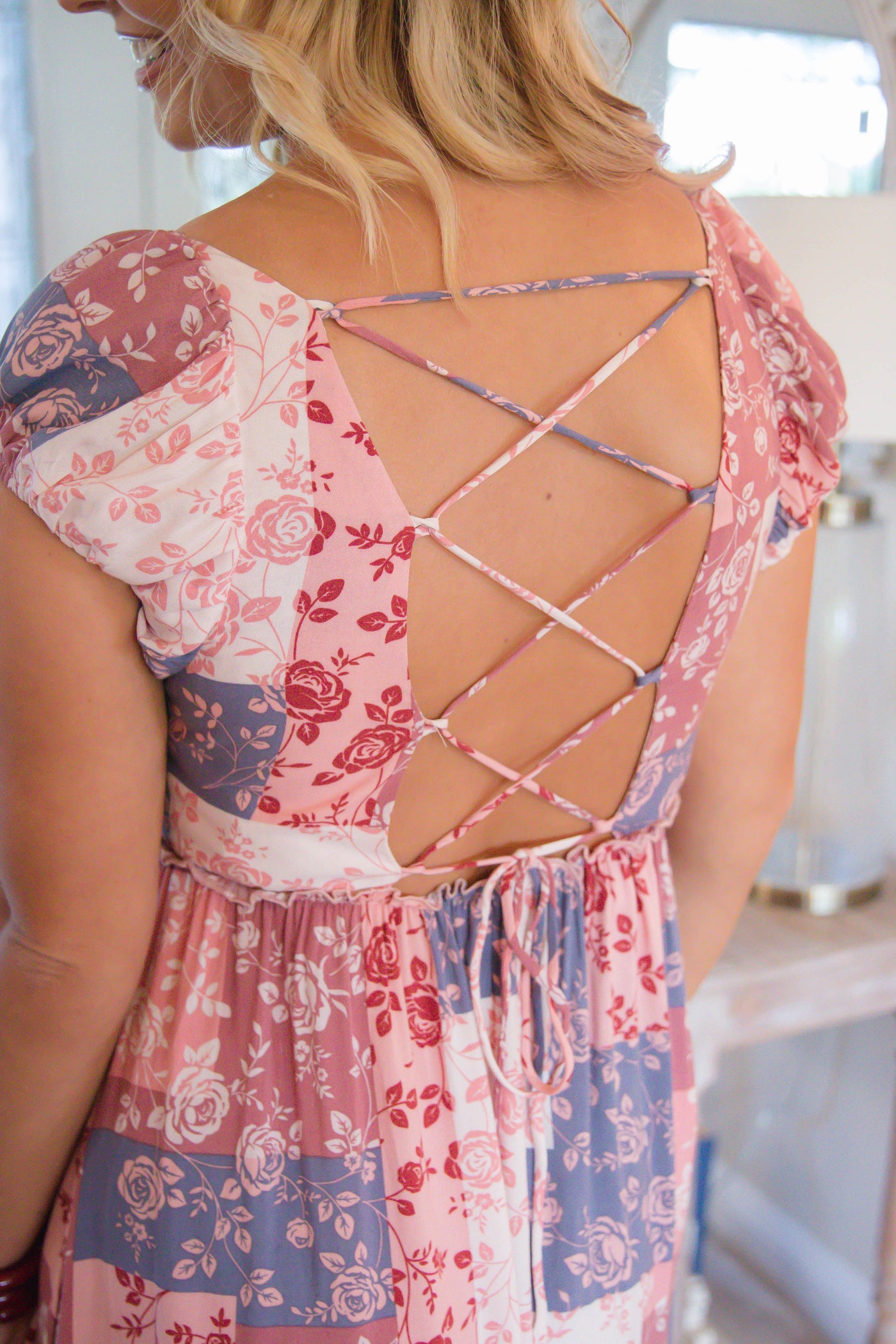 Patchwork Maxi Dress- Boho Maxi Dress- Floral Print Boho Dress