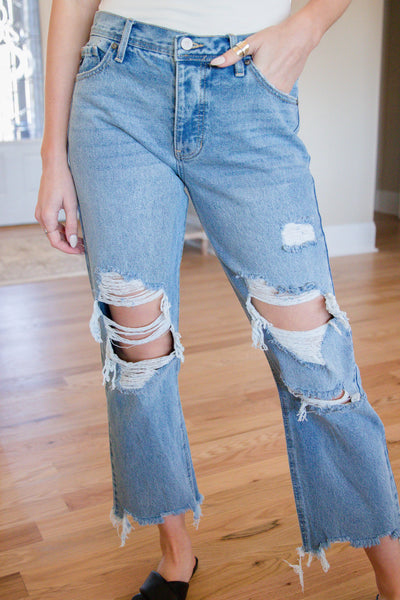 High Rise Straight Leg Jeans- Women's Trendy Denim- KanCan Jeans