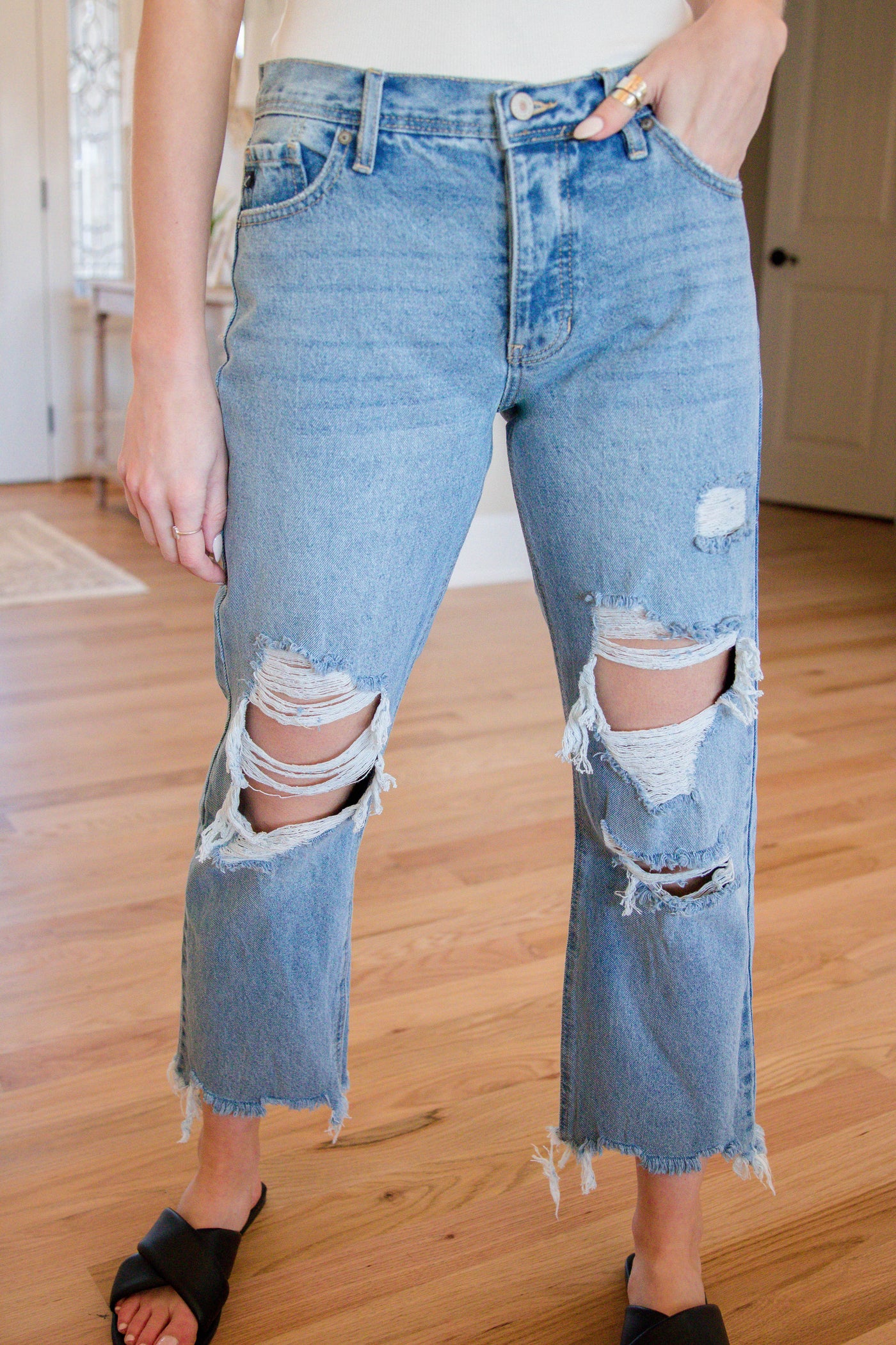 High Rise Straight Leg Jeans- Women's Trendy Denim- KanCan Jeans