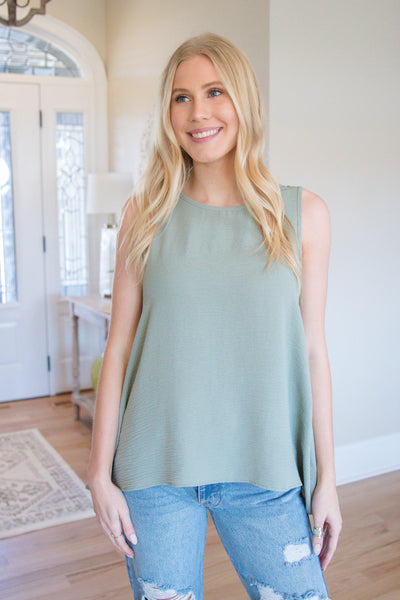 Women's Basic Olive Tank- Dressy Sleeveless Blouse- Jodifl Blouse
