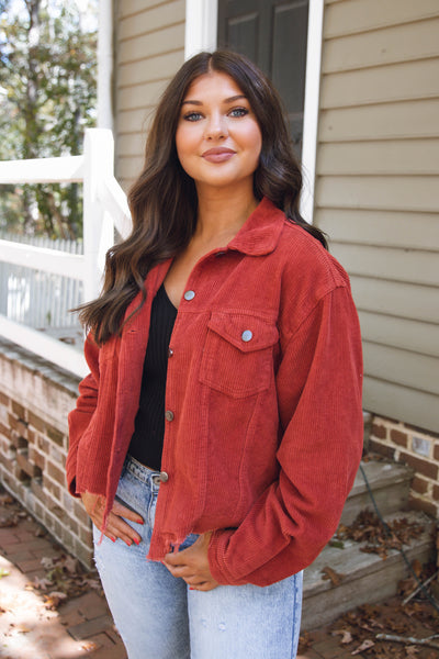 Rust Corduroy Jacket- Distressed Corduroy Vintage Style Jacket- $52