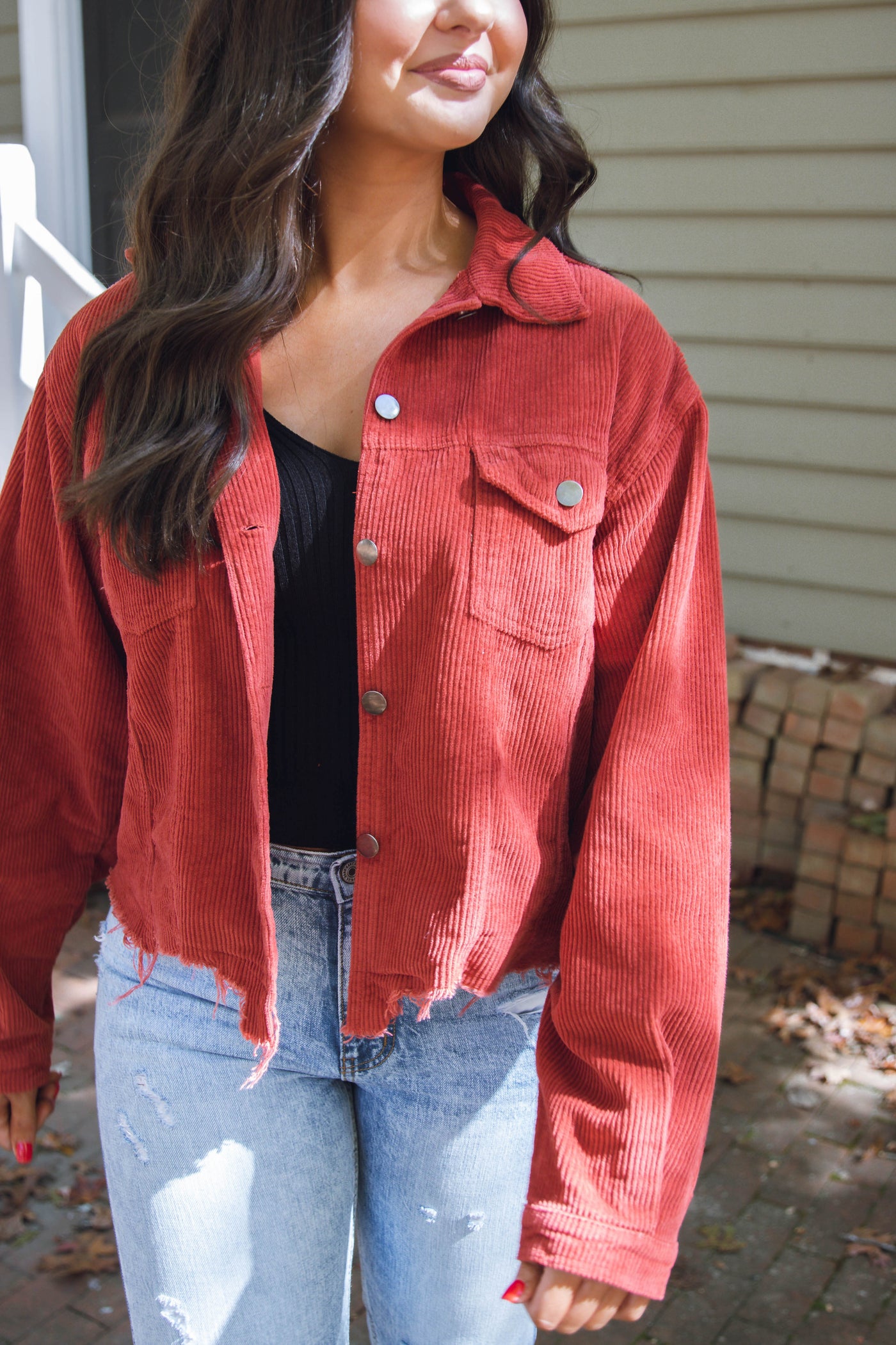 Rust Corduroy Jacket- Distressed Corduroy Vintage Style Jacket- $52