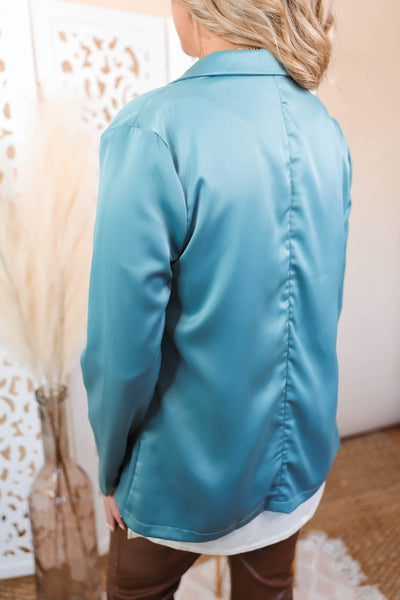 Getting To Business Blazer-Teal