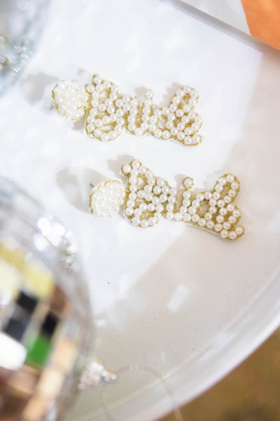 Pearl Beaded Bride Earrings- Bridal Earrings- Pearl Bride Earrings- Bride Statement Earrings