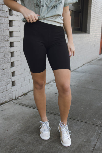 Women's Black Biker Shorts- Trendy Athleisure Outfit- $14