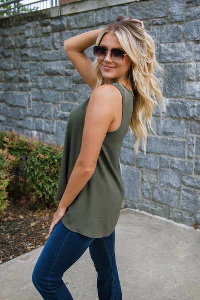Women's Basic Olive Tank- Dressy Sleeveless Blouse- Jodifl Blouse