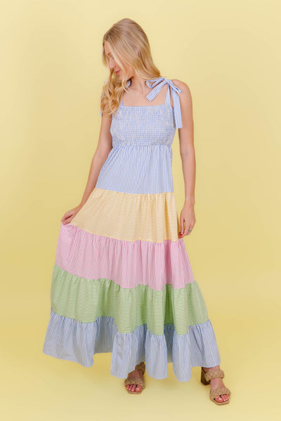 Pastel Maxi Dress- Striped Colorblock Maxi- &Merci Maxi Dress