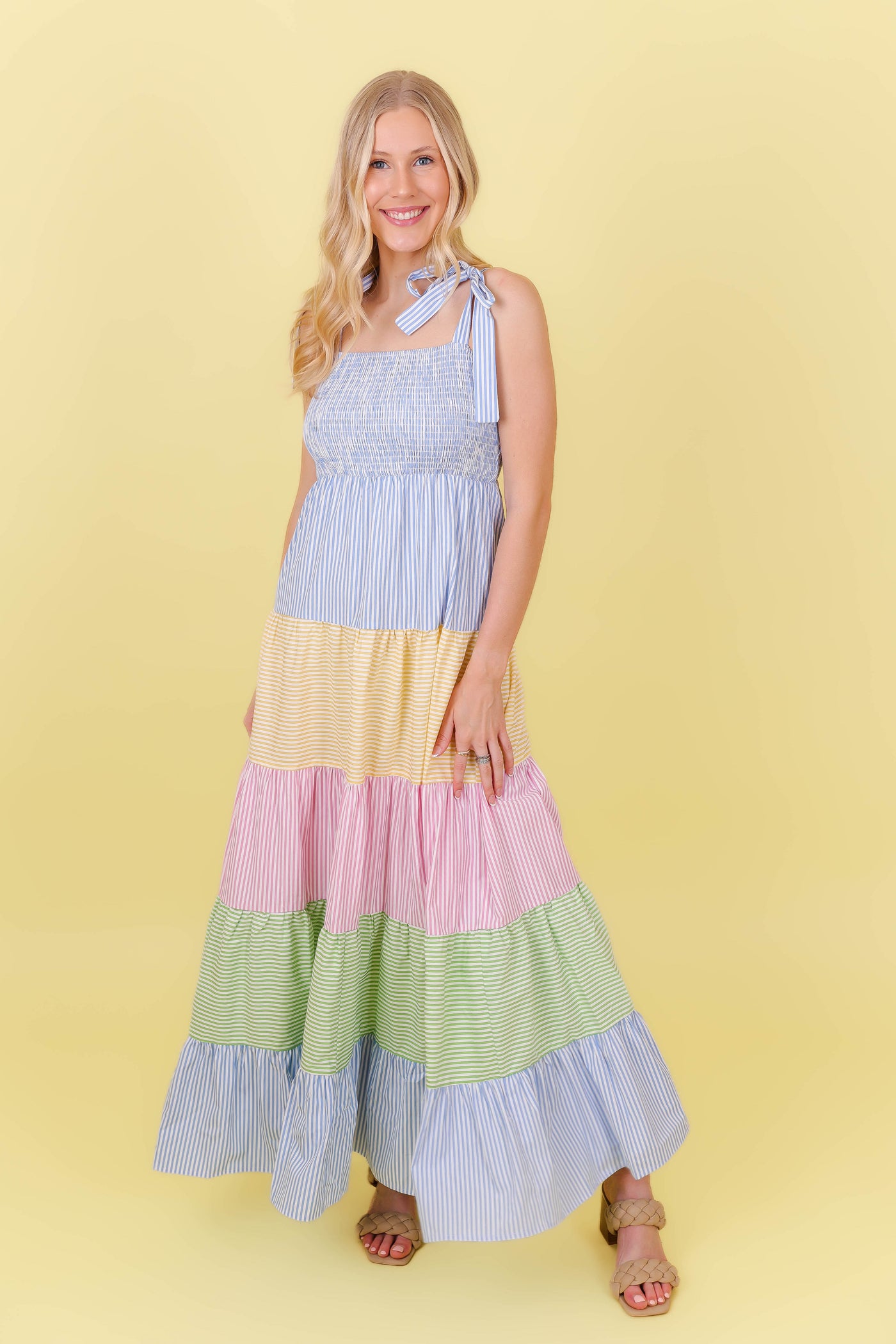 Pastel Maxi Dress- Striped Colorblock Maxi- &Merci Maxi Dress