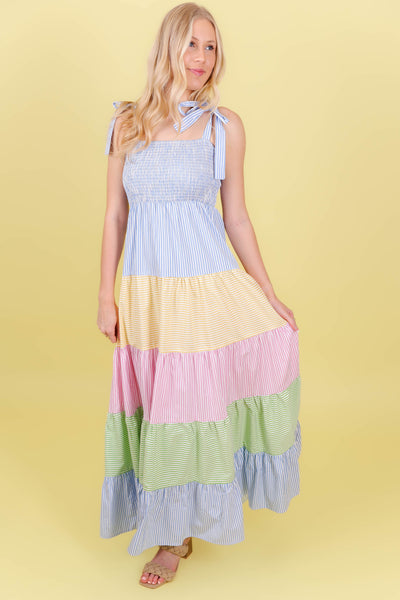 Pastel Maxi Dress- Striped Colorblock Maxi- &Merci Maxi Dress