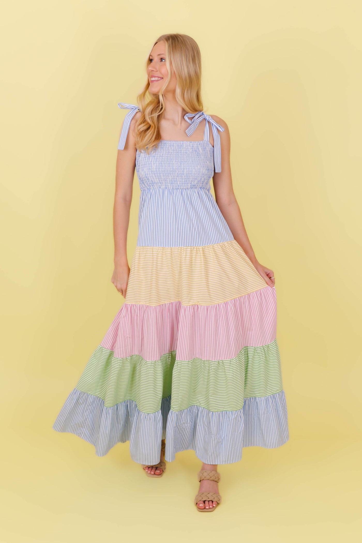 Pastel Maxi Dress- Striped Colorblock Maxi- &Merci Maxi Dress