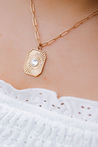 Canvas Necklace- Gold Pendant Necklace- Women's Gold Pendant Necklace