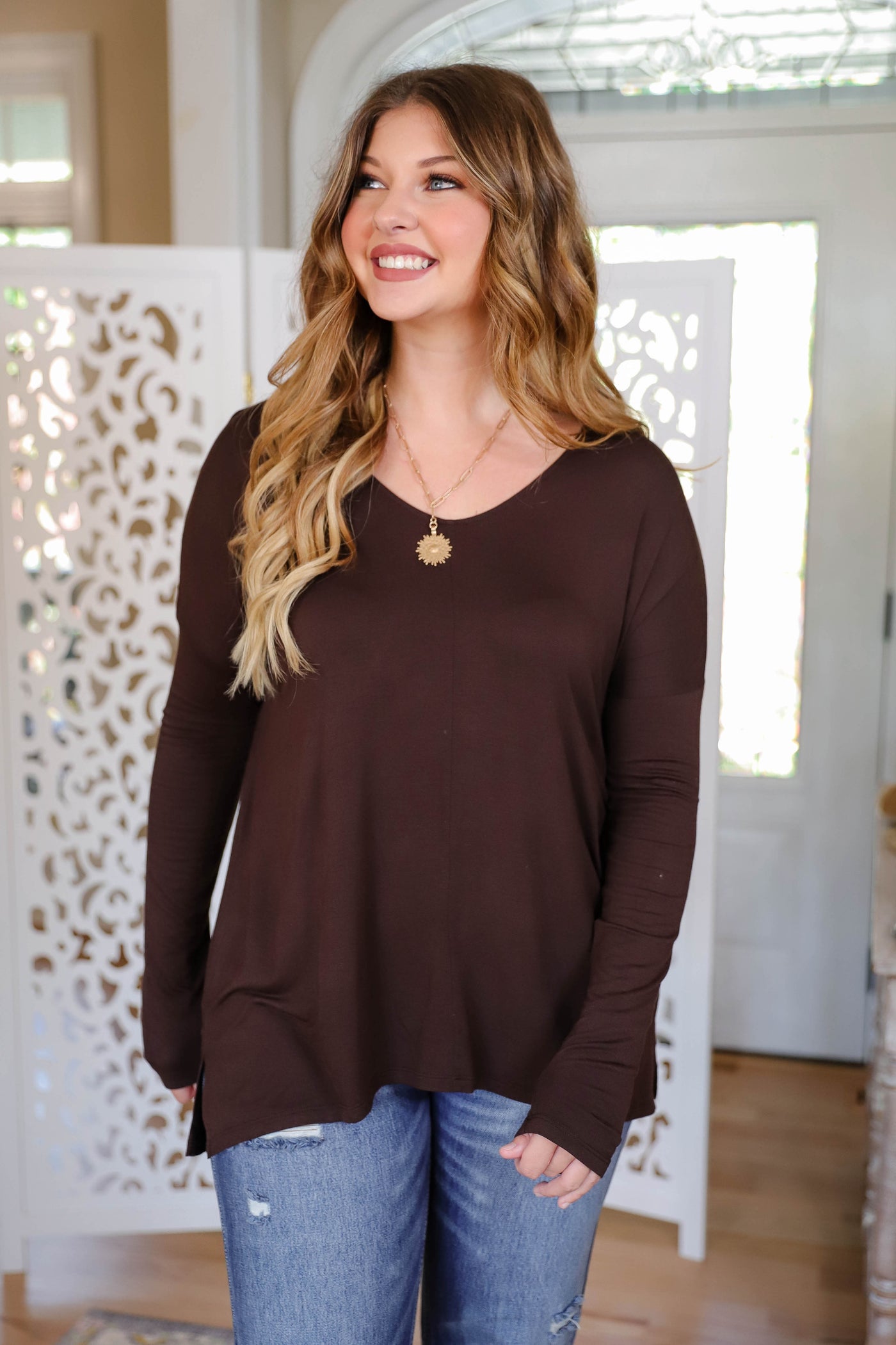Women's Basic Long Sleeve- Women's Soft Black Top- Women's Layering Tops