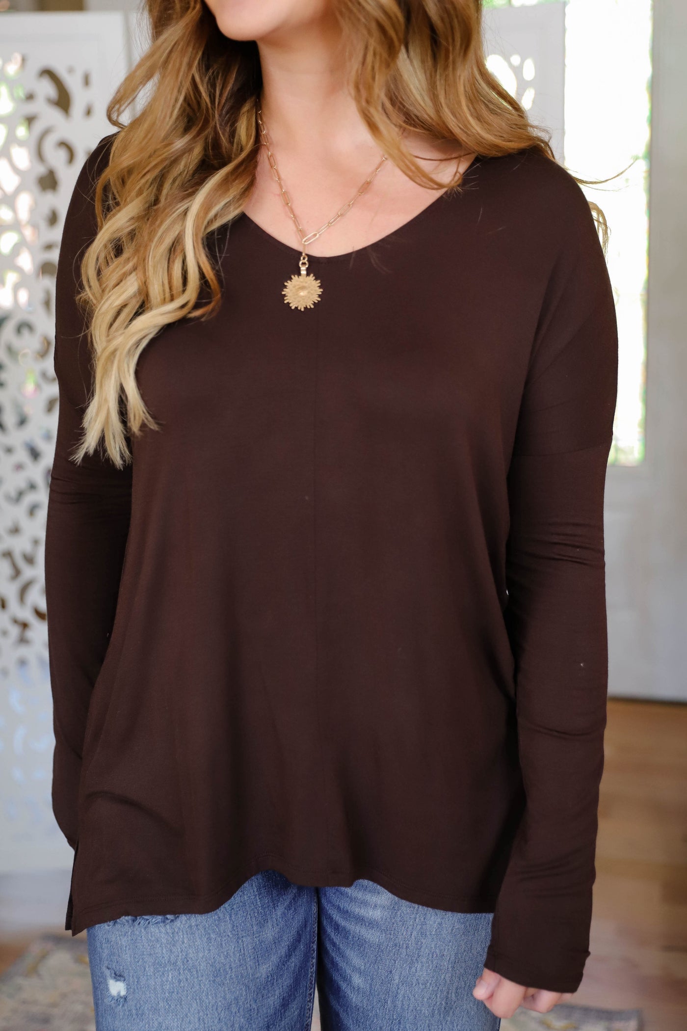 Women's Basic Long Sleeve- Women's Soft Black Top- Women's Layering Tops