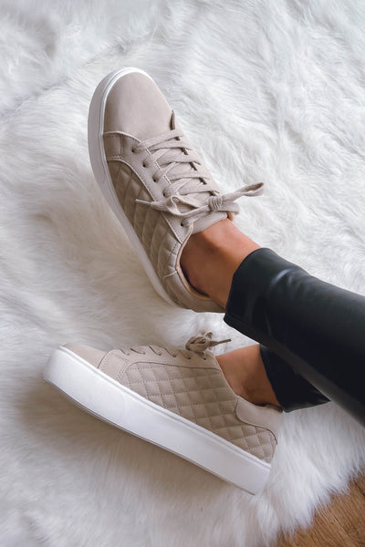 Women's Quilted Sneakers- Trendy Platform Sneakers-$34